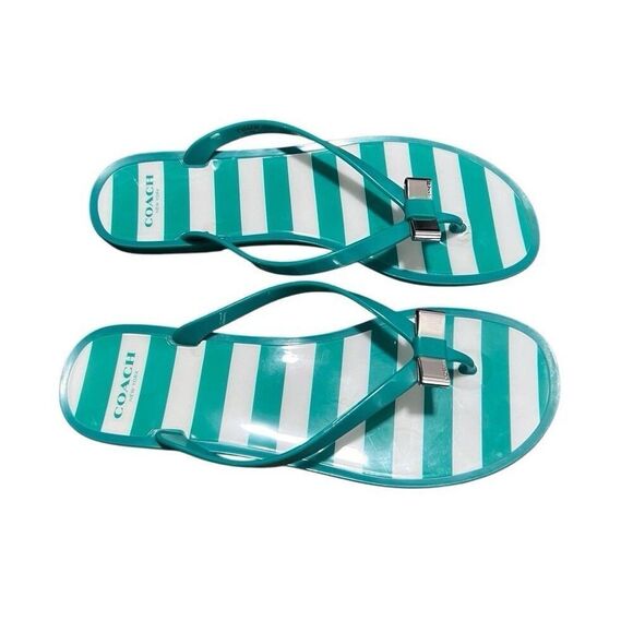 Coach Women's Landon Green-White Sandal Size 9 - Picture 4 of 9
